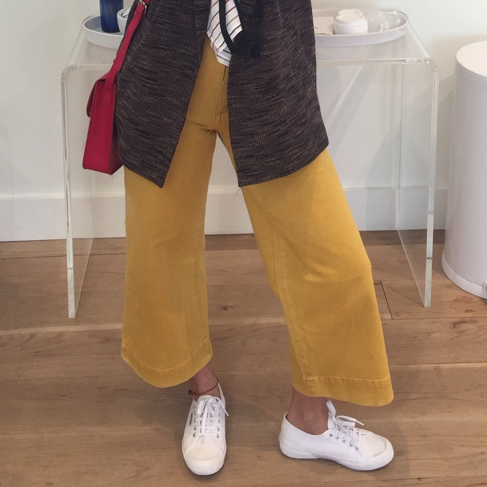 Madewell Wide Leg Crop Pants Womens Orange Emmett